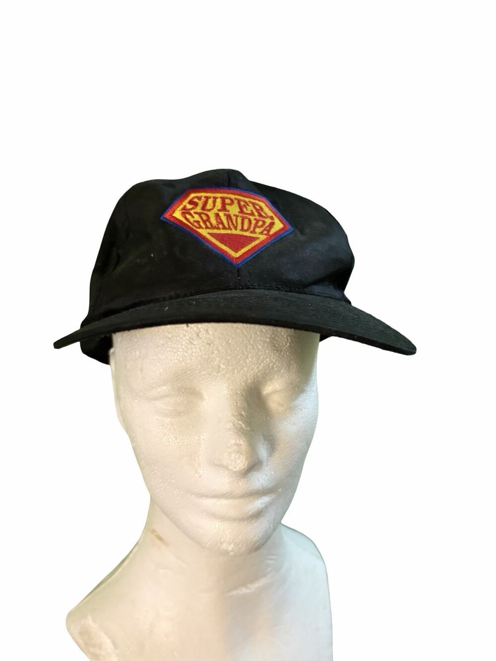 Super Grandpa Superman Style Logo Black Baseball Cap Embroidered
